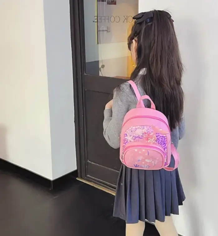 Sac à dos personnalisé à paillettes sirène avec nom brodé