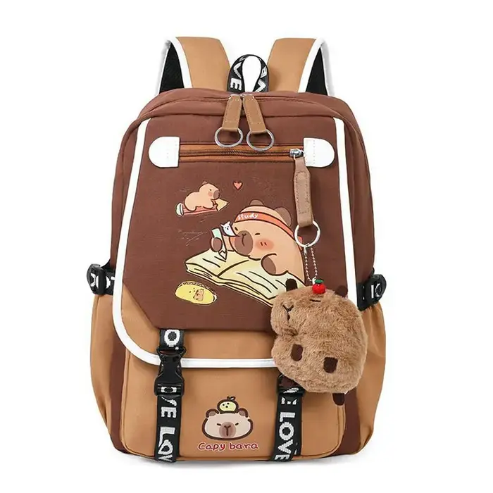 Capybara sacs à dos cartable pour adolescent étanche filles garçons sac à dos femme sac de voyage Bookbag Mochila avec porte-clés en peluche