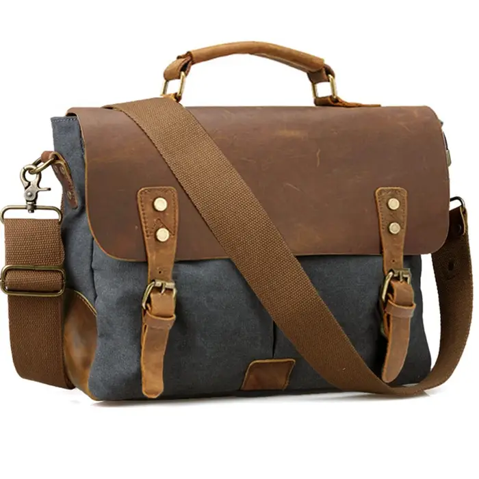 Porte-documents Vintage en Cuir et Toile pour Homme