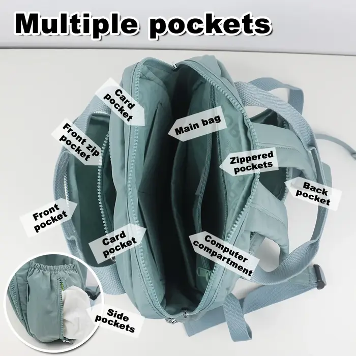 Sac à dos femme, sac à dos de voyage, cartable d'école, grande capacité et poches multiples, matière nylon.
