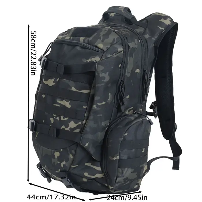 Sac à dos de randonnée et de camping extérieur 45L grande capacité, sac à dos tactique camouflage pl