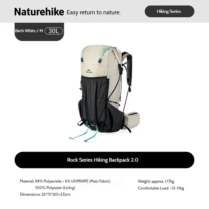 Naturehike Rock 2.0 Sac À Dos pour Randonnée En Plein Air Voyage Sport 30L 45L 60L Loisirs Alpinisme