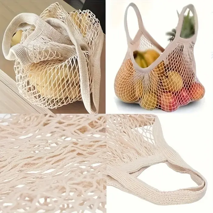 1 sac en maille de coton pur biologique portable