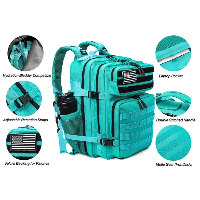 LHI 45L sac à dos de randonnée en plein air Camping imperméable Trekking alpinisme Bug Out sac sac à dos tactique avec porte-bouteille