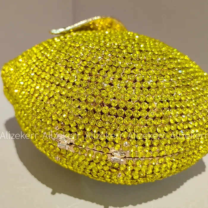Sacs de soirée Alizekerr en forme de citron pour femmes, élégants sacs à main en métal ornés de stra