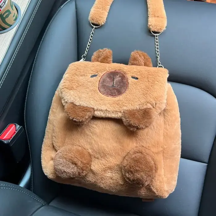 Dessin animé mignon grande capacité Kawaii Capybara en peluche sac à dos cartable étudiant femmes sa