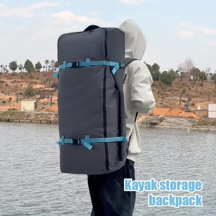 Sac à dos pour planche à pagaie en tissu Oxford gris avec sangles renforcées externes, sac à dos pour planche de surf gonflable, sac de rangement de grande capacité pour équipement de sports nautiques