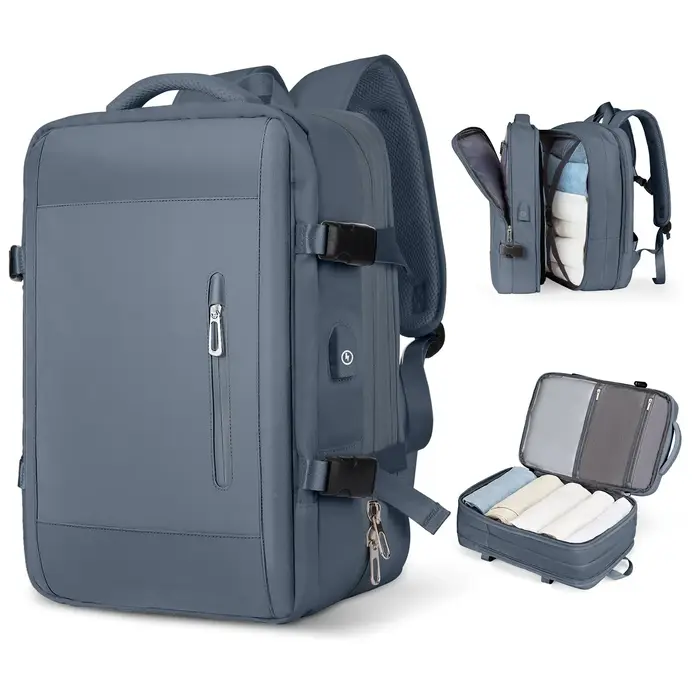 Likros hommes sac à dos voyage d'affaires sac à dos à main étanche extensible sacs à dos grande capacité week-end