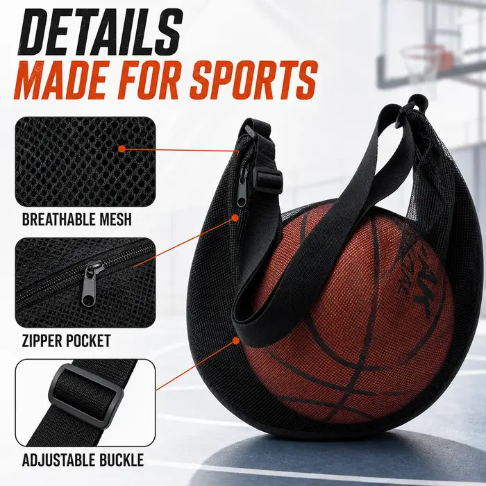Sac de transport individuel pour ballon avec poche zippée