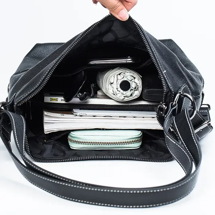 DONNAIN Sac à dos de poche décontracté unisexe, sacs à bandoulière classiques en cuir de veau nature
