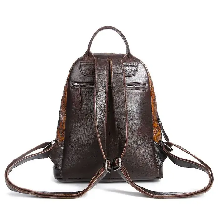 Sacs à dos en cuir faits à la main pour femmes, paquet d'automne et d'hiver, couche supérieure en re