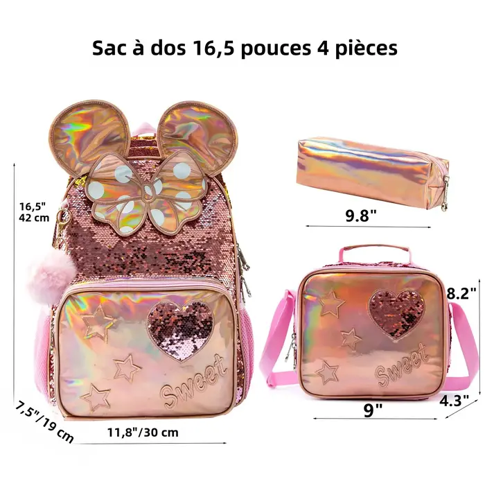 Sacs à dos scolaires avec boîte à déjeuner pour élèves du primaire
