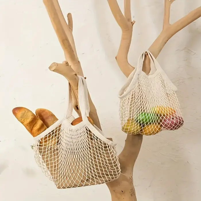 1 sac en maille de coton pur biologique portable