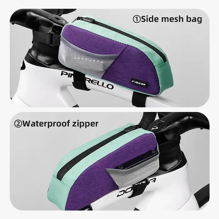 ESLNF Sacoche de vélo imperméable rétro patchwork pour tube supérieur