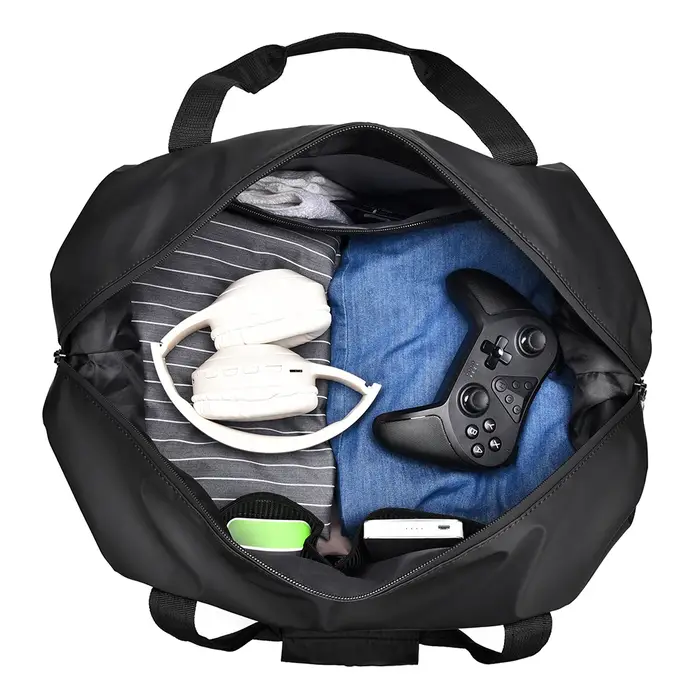 Men's Gym Bag - Black Adjustable Shoulder Strap Duffel Bag for Gym