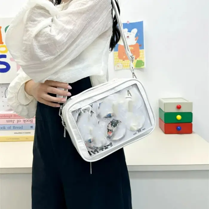 Sac à bandoulière ulzzang Ita Transparent de Style collégial