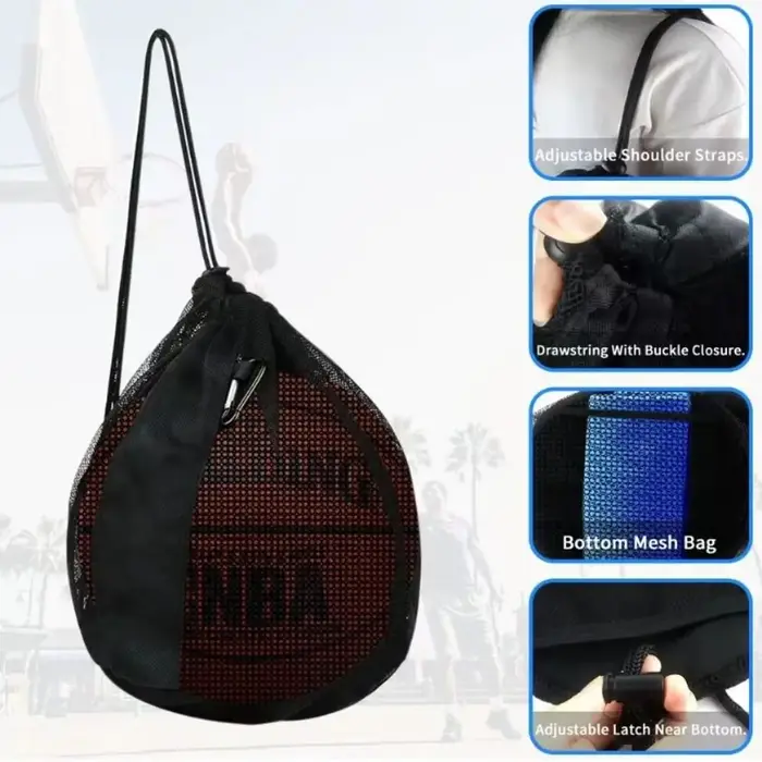 Sac à balle unique sac en maille de basket-ball sacs de rangement sac à dos de basket-ball à bandoulière organisateur de Sport sacs de gymnastique