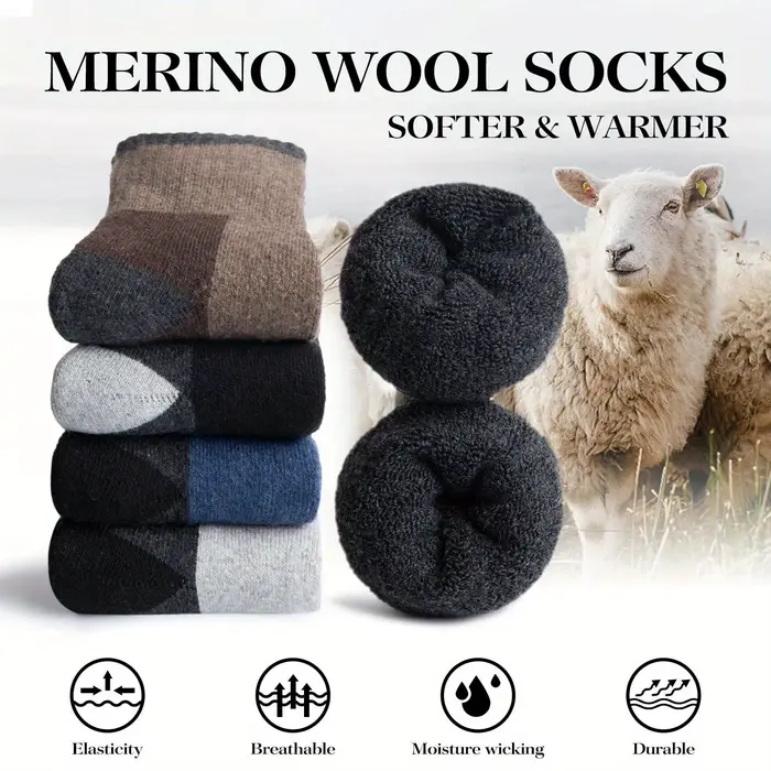 Chaussettes d'hiver en laine mérinos pour hommes et femmes