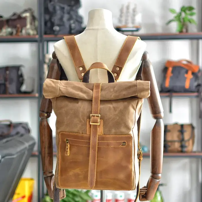 Sacs à dos en cuir de toile d'extérieur Vintage voyage loisirs sac à dos pour ordinateur portable d'affaires pour