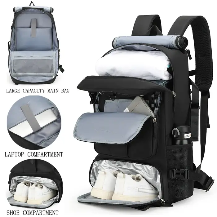 Sacs à dos de voyage pour hommes et femmes, sac à dos surdimensionné de 60 litres, sac de voyage con