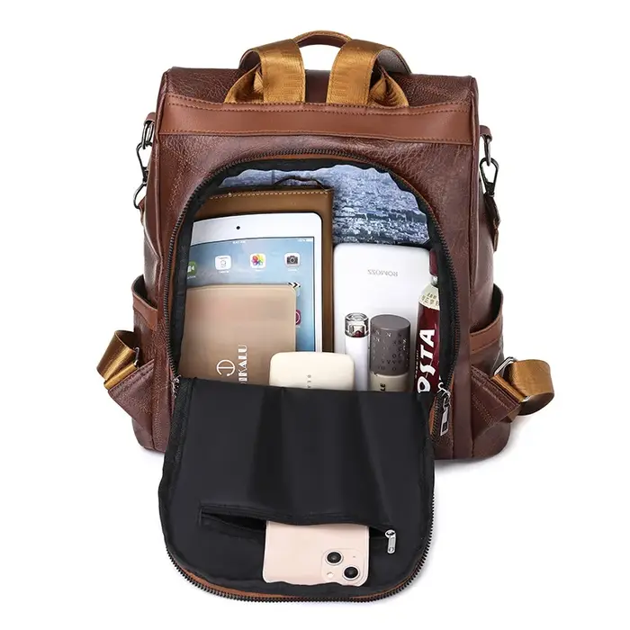 Collège femmes sac à dos concepteur en cuir souple Vintage Packbag femme voyage sac à dos sacs d'école pour adolescentes sac à bandoulière