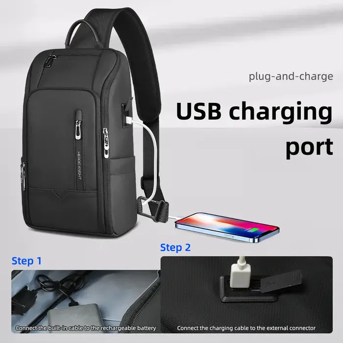 HcanKcan mode hommes sac à bandoulière multifonction USB sac à bandoulière étanche sac de messager t