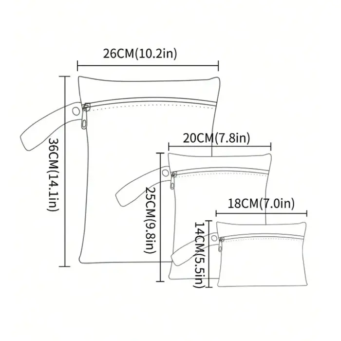 Elinfant 3 pièces sac sec et humide Portable pour maillots de bain, sacs à couches imperméables pour