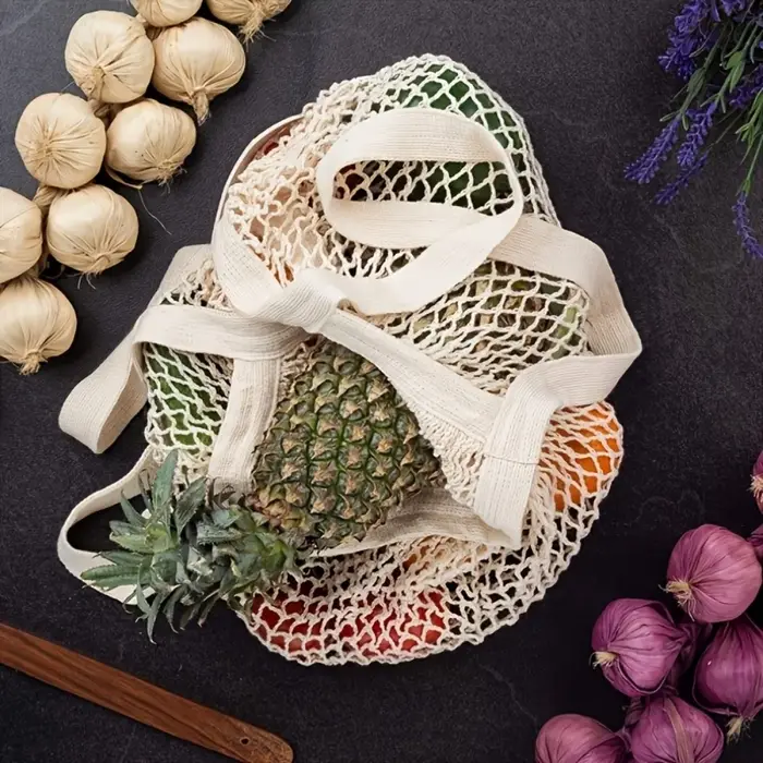 1 sac en maille de coton pur biologique portable