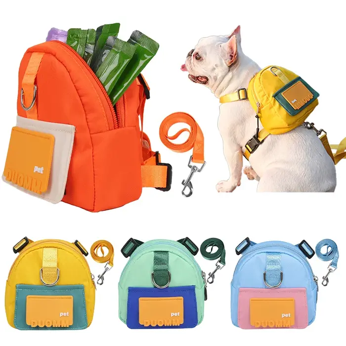 Harnais de sac à dos pour chien avec laisse, ensemble de harnais et laisse pour petits et moyens chiens, sac de collation pour chiot, sac à dos d'extérieur, accessoire pour chien