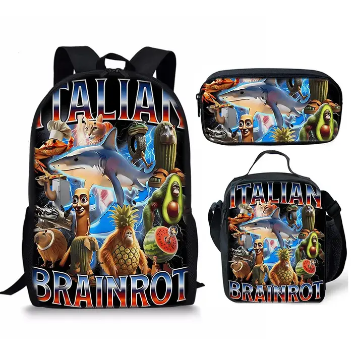 Nouveau Brainrot italien montagne et mer classique étranger bâton de bois sac à dos respirant et Dur