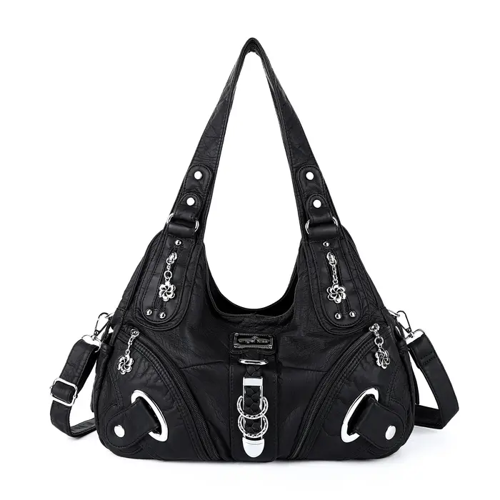 Sac à main polyvalent pour femme, sac à bandoulière noir tendance, sac à poignée supérieure, sacoche