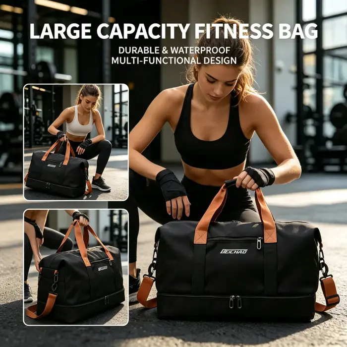 Sac de sport grande capacité, bagage pour courtes distances, sac de fitness portable, sac de voyage, sac à bandoulière, sac de sport imperméable pour homme