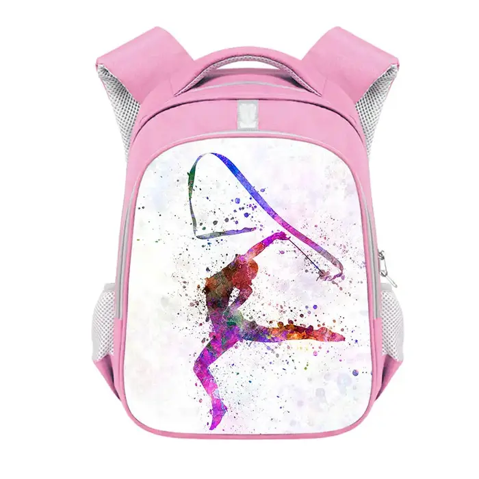 Sac à dos imprimé de gymnastique rythmique pour filles, sac d'école de 13 à 16 pouces, sac de rangem
