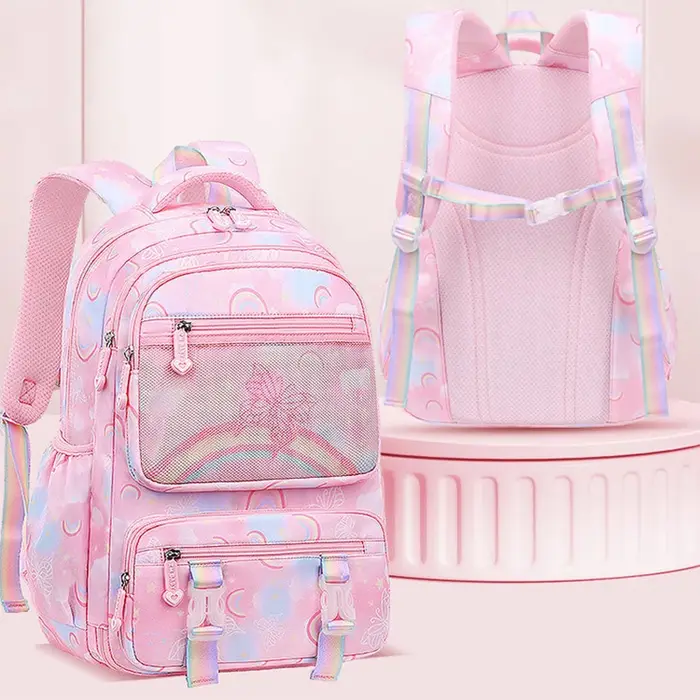 Sac à dos enfant pour fille arc-en-ciel papillon enfants Bookbag sac d'école sac à dos