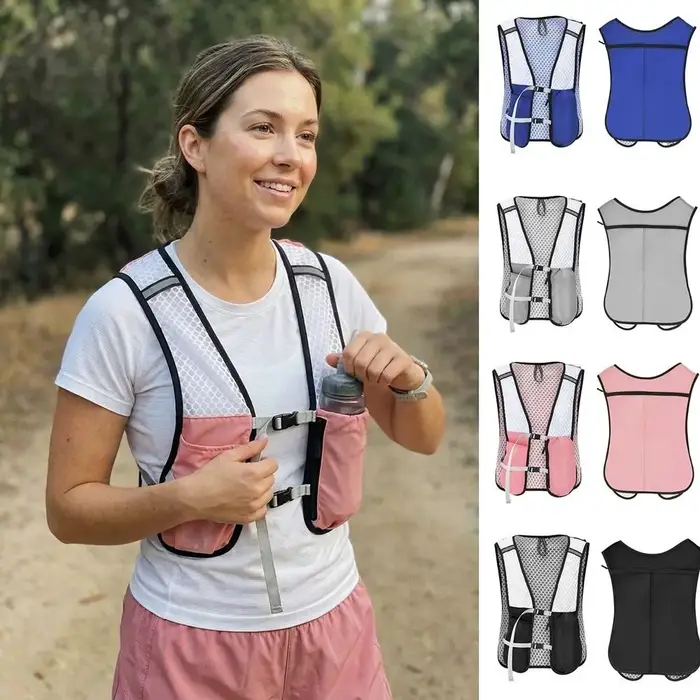 Gilet de course léger et réfléchissant avec porte-téléphone, sac de sport respirant pour bouteille d'eau