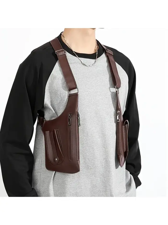 Sac à dos léger multi-poches |   Sac de poitrine tendance pour les trajets quotidiens, fermeture écl