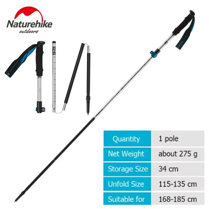 Naturehike St09 bâtons de Trekking nordiques ultralégers pliables en alliage d'aluminium