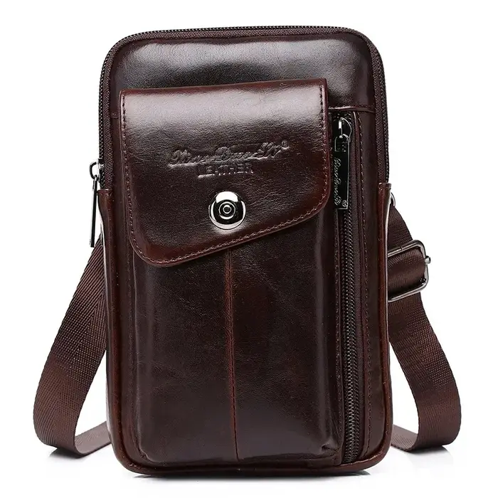 Mini Sac à Bandoulière en Cuir group pour Homme, Multifonctionnel, 7 Pouces, Vintage, Initié, Décont