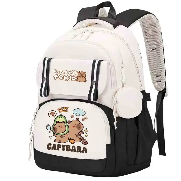 Mignon Capybara graphique cartables femmes filles grande capacité sac à dos enfants enfants dessin a
