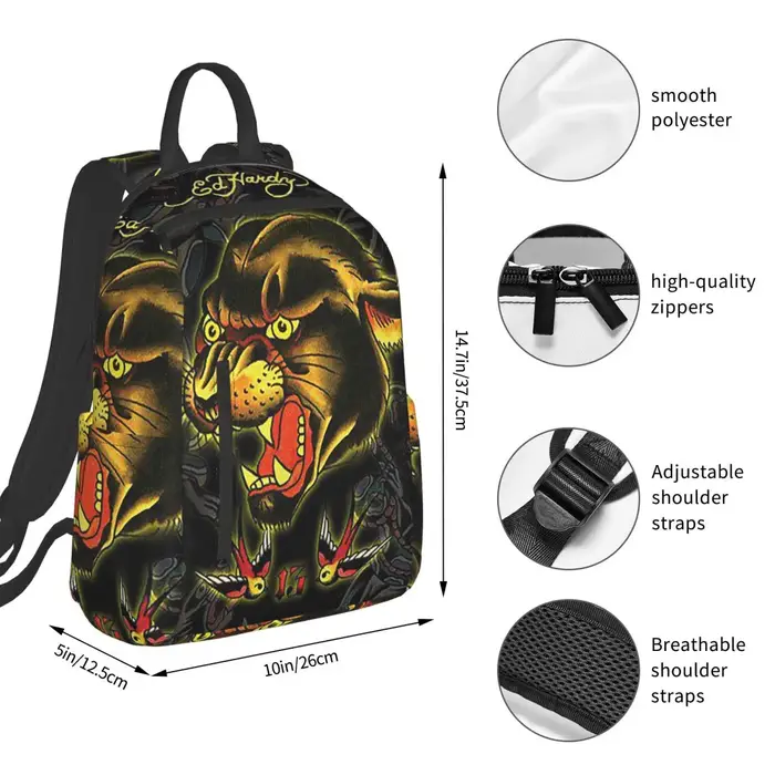 Ed-hardy Tattoo Tiger Skull Sac à dos grande capacité pour garçons et filles