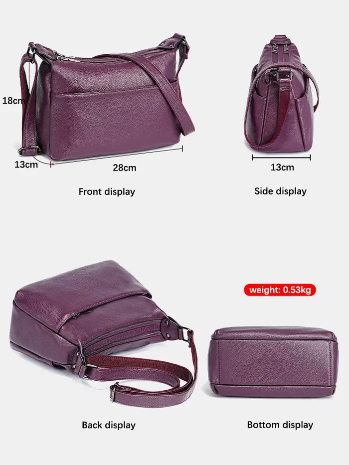 Zency – sac à bandoulière élégant en cuir véritable pour femmes, sacoche tendance pour dames, rouge