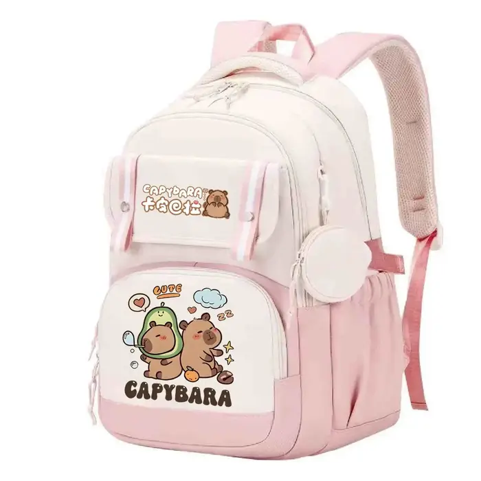 Mignon Capybara graphique cartables femmes filles grande capacité sac à dos enfants