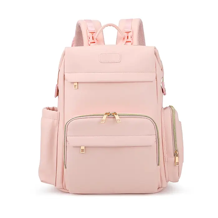 Sac à couches marron clair, sac à dos minimaliste, poches à plusieurs niveaux, Texture Premium, multi-transport pour maman, soins de bébé, usage quotidien