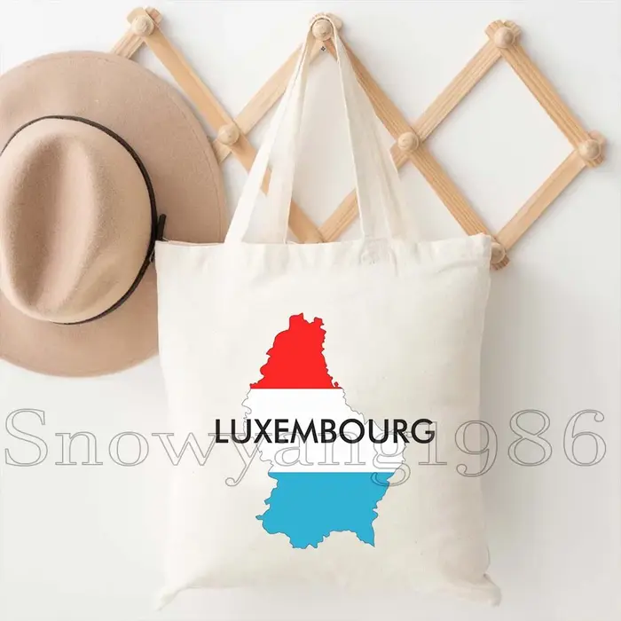 Mignon Luxembourg carte de la ville drapeau aquarelle horizon cadeaux Shopper Harajuku toile sac fou