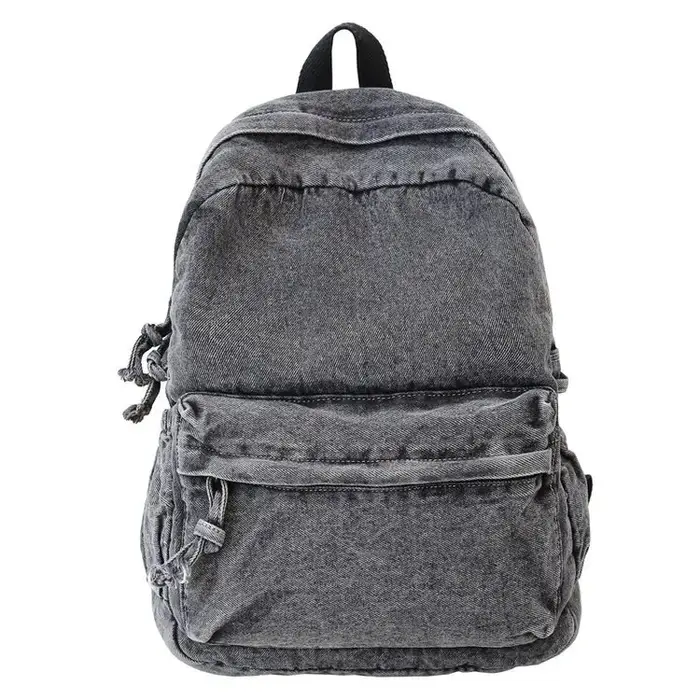 Sac à dos en jean délavé style rétro pour étudiants