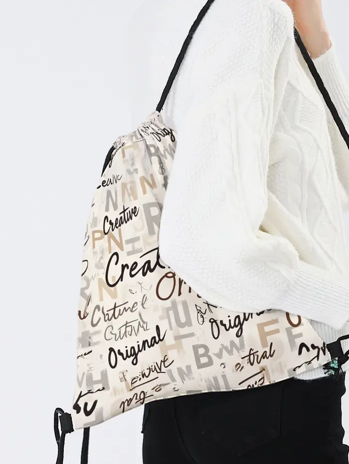 Sac à dos à cordon de serrage avec imprimé lettres