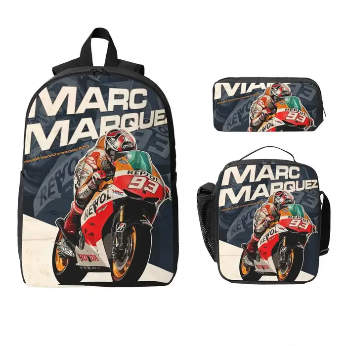 Moto Marc Marqueze 93 sac à dos garçons filles BookBag sac d'école ordinateur sacs à bandoulière 3ps