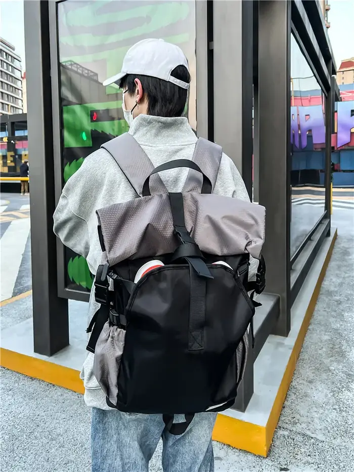 Sac à dos à enroulement pour hommes – Sac de sport et de fitness avec compartiment à chaussures