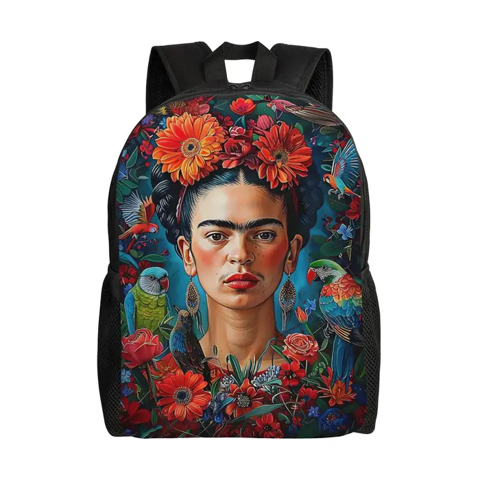 Sac à dos esthétique à imprimé floral F-Frida K-Kahlo