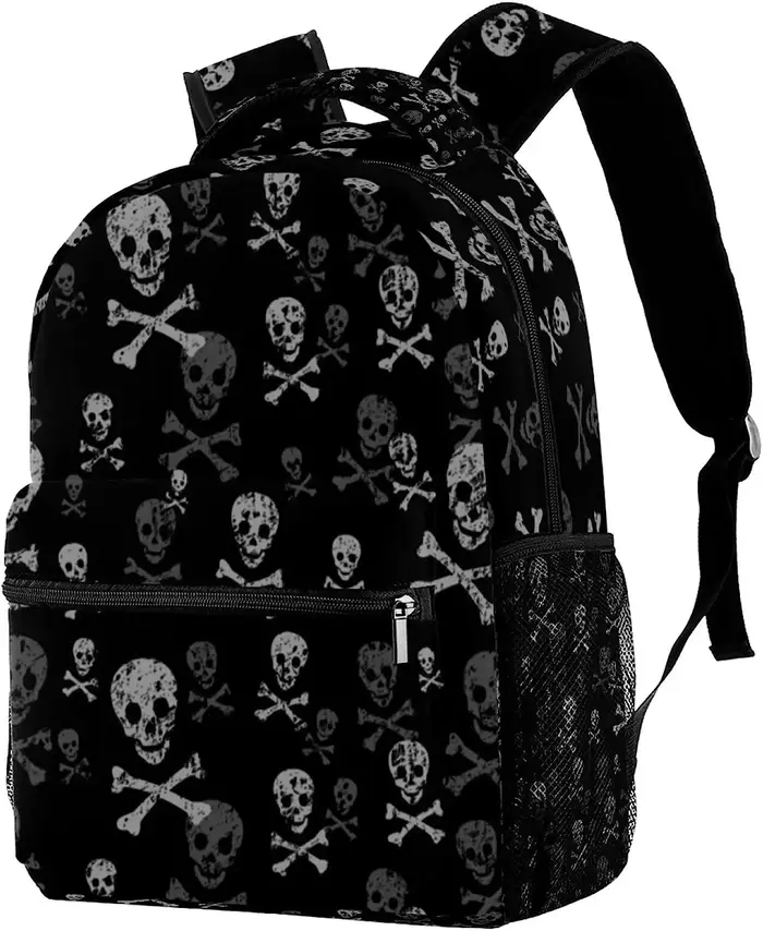 Sacs à dos crâne et os pour garçons et filles, sac de livre d'école, voyage, randonnée, Camping, sac